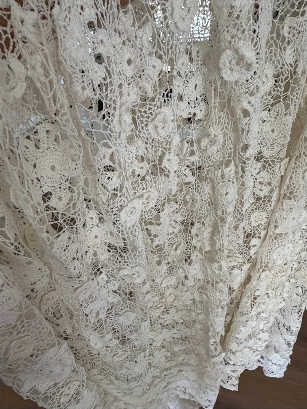 Handmade Cream Crochet Tablecloth - Elegant Lace Dining Linen